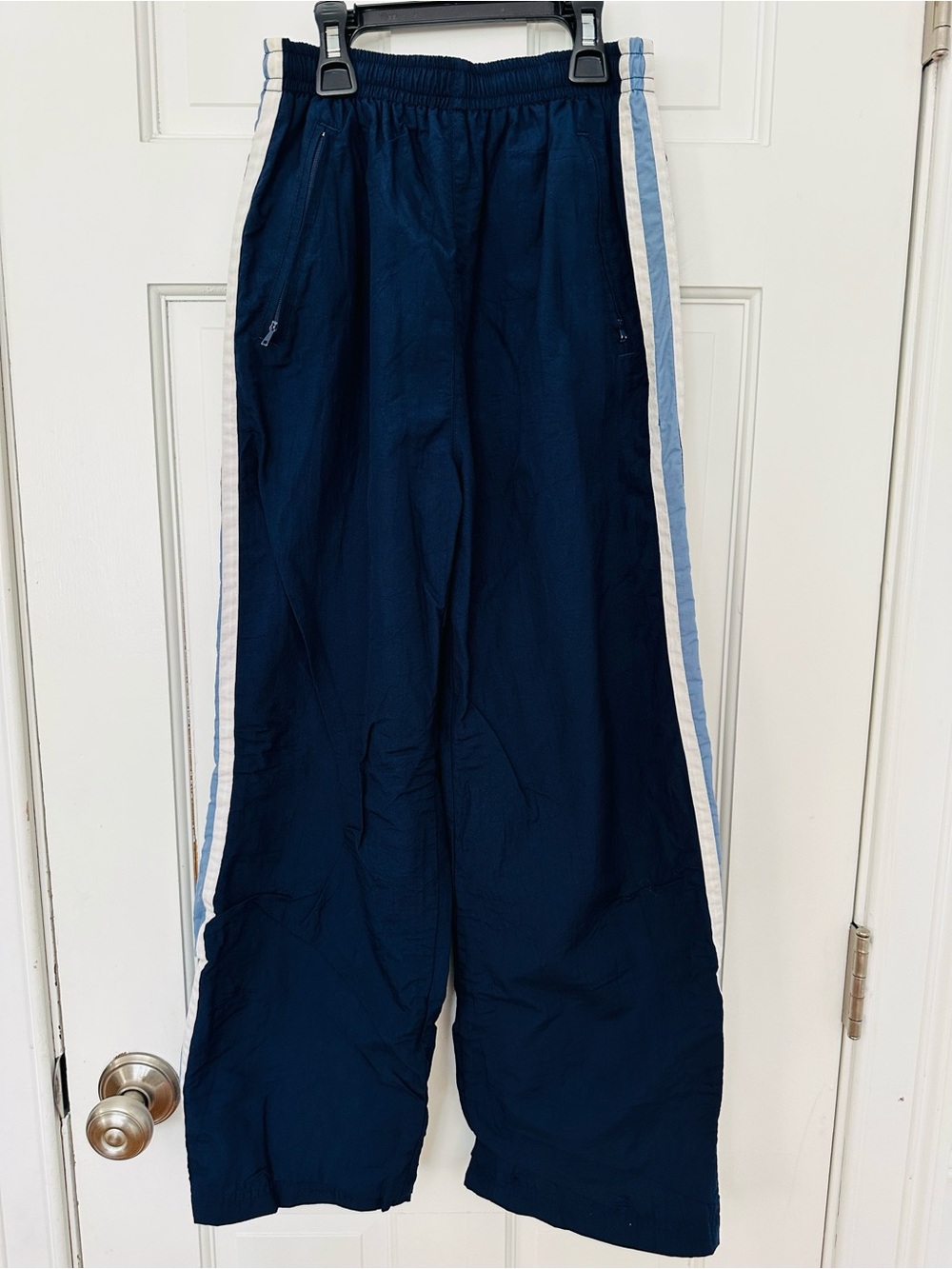 No Boundaries Navy Track Pants with Light Blue & White Side Stripes Sz 10/12